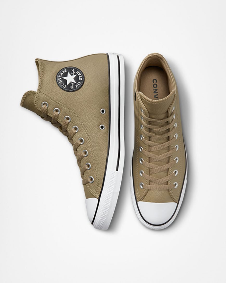 Zapatillas Altas Converse Chuck Taylor All Star Cuero Hombre Kaki | PE 27W04E